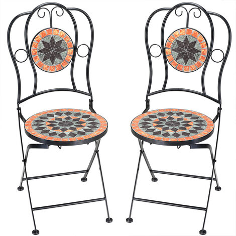 Deuba Deuba lot de 2 chaises de jardin en mosaïque de pierres pliables hauteur 45 cm 