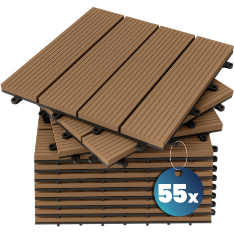 Deuba – Dalles clipsables en bois composite WPC 30 x 30 cm – Dalle de terrasse jardin extérieur – Antidérapantes et résistantes aux intempéries