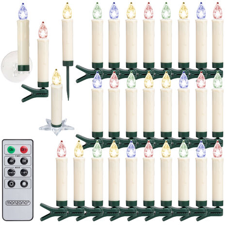 Bougies LED pour sapin de Noël avec télécommande - Kit complet - Bougies  LED sans flamme - Alternative parfaite à la guirlande lumineuse (lot de 12)  