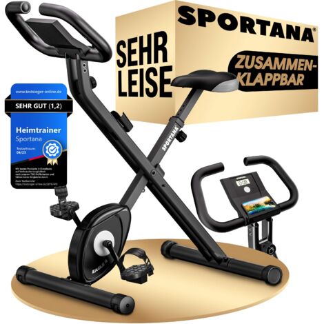 SPORTANA® Eagle 2 Vélo d’appartement d’exercice pliable silencieux 16 niveaux 2 sangles fitness vélo semi-allongé
