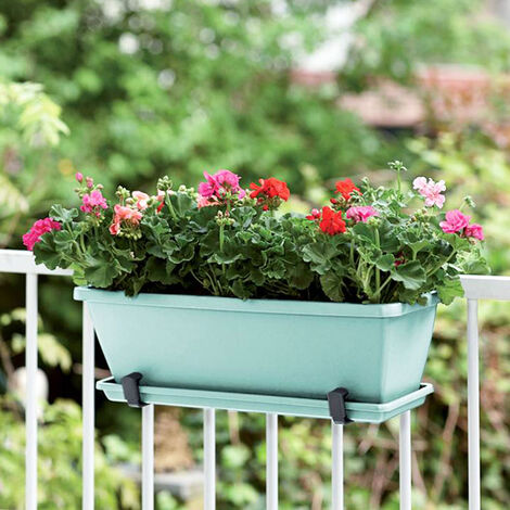 Bac à fleurs rond ou carré jardinière Blanc en plastique pour extérieur  jardin terrasse pot de