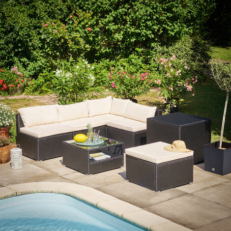 Salon De Jardin Lounge En Polyrotin 16 Pièces Canapé De Jardin En Polyrotin 16 Pices Canap De Jardin En Rsine Tresse Avec Table Ensemble De Jardin Modulable Noiranthracite 49208037