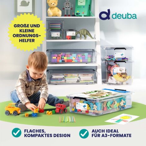 DEUBA® Boîte de rangement en plastique transparent empilable sans BPA gain de place caisse de rangement organiseur  2x 30 l
