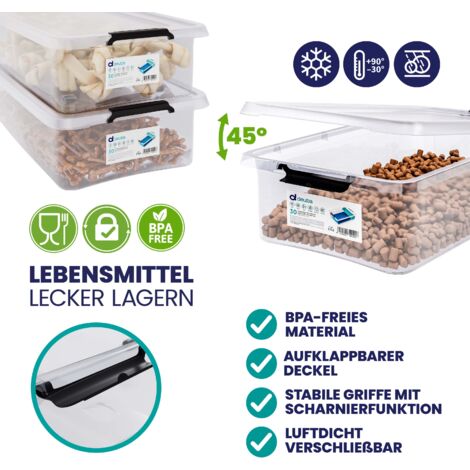 DEUBA® Boîte de rangement en plastique transparent empilable sans BPA gain de place caisse de rangement organiseur  2x 30 l