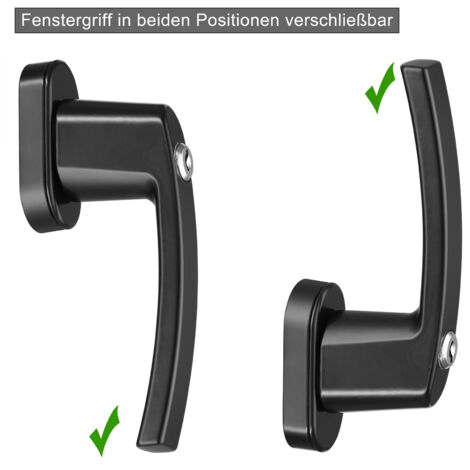 MONZANA® Poignée de fenêtre noire verrouillable à clés sécurité enfants poignée de sécurité pour fenêtre acier  Set de 4