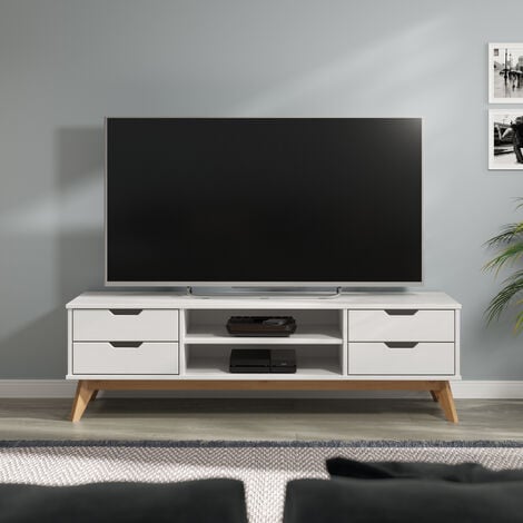 Meuble TV d'angle 2 portes 115 cm anthracite et naturel