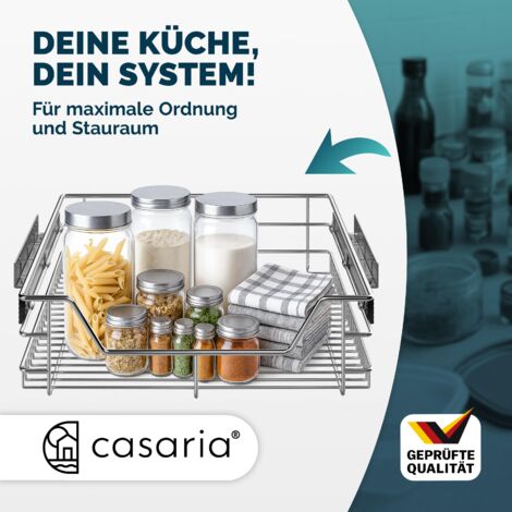 CASARIA® Tiroir télescopique de rangement pour armoire cuisine réfrigérateur 30cm/40cm/50cm/60cm tiroir de cuisine métal  30cm.Set de 3