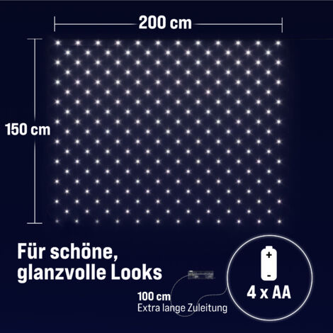 Monzana Guirlande lumineuse LED filet lumineux Blanc froid décoration de Noël illumination extérieur intérieur fête  200x150 cm