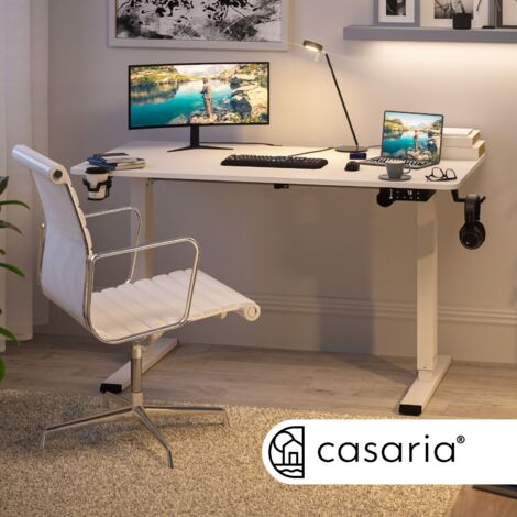 Casaria Bureau électrique réglable en hauteur avec écran LCD 73-118cm bureau assis debout structure résistante ajustable  110cm Weiß (de)