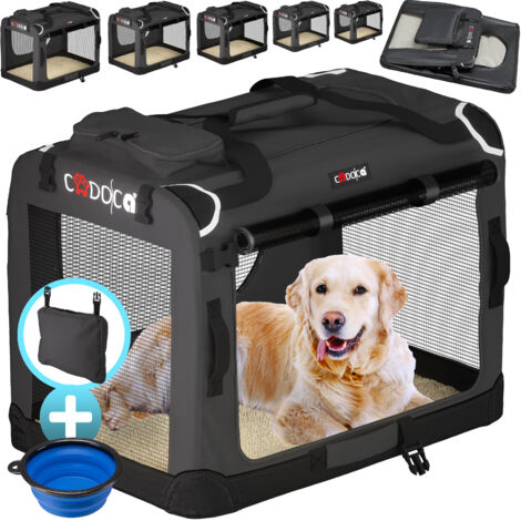 CADOCA® Cage de transport pour animaux chien chat rongeur Respirant Pliable Sac de transport Matelas douillet Sac Panier XXXL - Anthracite