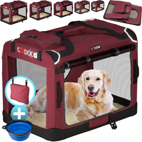CADOCA® Cage de transport pour animaux chien chat rongeur Respirant Pliable Sac de transport Matelas douillet Sac Panier XL - Rouge fonçé