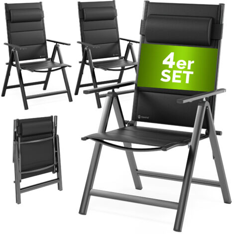 Casaria – Lot de 2 chaises de jardin pliables – Dossier haut réglable en 8 positions – Aluminium laqué – Charge max. 120 kg – Revêtement résistant aux intempéries