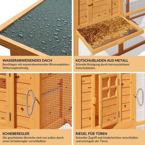 Clapier à lapins 2 étages 443x102x104 cm bois massif Cage à lapins Jardin Enclos pour petits animaux Poulailler Rongeurs