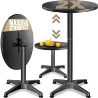 CASARIA® Table de bar bistrot pliable ronde ⌀ 60 cm réglable en hauteur 70 cm / 115 cm 2 en 1 en acier mange debout   Set de 2 noir
