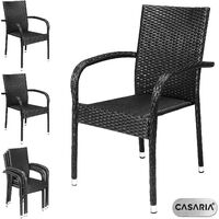 4x Chaises de jardin polyrotin confortable empilable accoudoirs robuste noir set de 4 chaises fauteuil de jardin polyrotin chaise de jardin empilable
