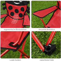2x Chaises pliables pour enfant motif coccinelle couleur rouge/noir Jardin Camping Plage