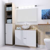 Set de meubles Colonne de salle de bain et Meuble sous-lavabo brun et blanc Ensemble de meubles de salle de bain