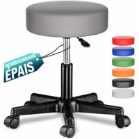 Casaria – Tabouret de bureau réglable en hauteur 46-60 cm – Pivotant 360° – Rembourrage épais similicuir – Supporte jusqu'à 150 kg