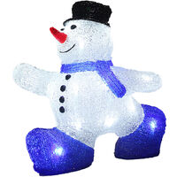 Monzana – Figurine lumineuse LED en acrylique – Bonhomme de neige taille M – 24 LED blanc froid – Utilisation intérieure et extérieure – Câble 5m