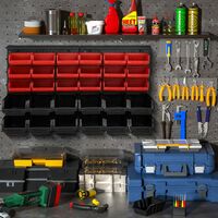 Étagère à outils avec boites de rangement 30 bacs à bec Etagère murale modulable extensible garage
