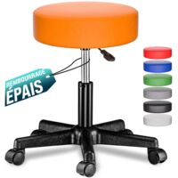 Casaria – Tabouret de bureau réglable en hauteur – Pivotable 360° – Assise en similicuir épais – Pour environnements de travail variés