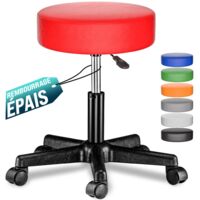 Casaria – Tabouret de bureau réglable en hauteur 46-60 cm – Pivotant 360° – Rembourrage épais similicuir – Supporte jusqu'à 150 kg