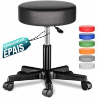 Casaria – Tabouret de bureau réglable en hauteur 46-60 cm – Pivotant 360° – Rembourrage épais similicuir – Supporte jusqu'à 150 kg