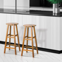 Casaria 4 Tabourets De Bar Bois D'Acacia Massif Hauteur 75cm - Style Rustique Avec Repose-Pieds