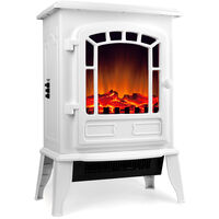 Cheminée électrique 2000W chauffage LED effet feu de cheminee design poêle à bois Blanc