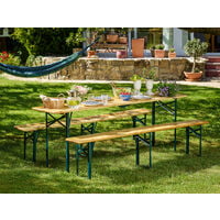 Ensemble table et bancs pliable en Bois - 220 cm pour Jardin Terrasse Fête