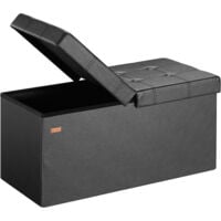 Banc de rangement avec couvercle rabattable Siège pouf Coffre de rangement pliable pour salon chambre couloir  L - Noir