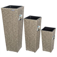Deuba – Set de 3 pots de fleurs en polyrotin – Résistants aux intempéries et UV – Amovibles pour entretien facile – Dimensions : 80x30cm, 61x24,5cm, 41x21cm