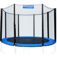 Monzana – Filet de protection pour trampoline rond 305 cm – Résistant aux déchirures – Entrée zippée refermable – Fixation par mousquetons