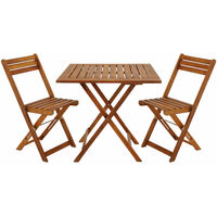 Ensemble table et chaises 3 pcs balcon pliable Salon de jardin en bois d''acacia Brun