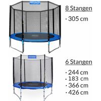 Filet de sécurité pour trampoline Résistant Entrée fermable Dimension au choix 183cm / 6 Stangen (de)