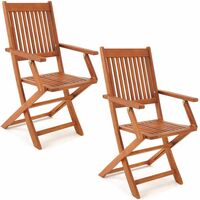 Set de 2 chaises de jardin pliantes Sydney en bois d'acacia certifié FSC pour salon de jardin sydney accoudoirs extérieur pliable chaise de table de jardin pré-huilé balcon terrasse