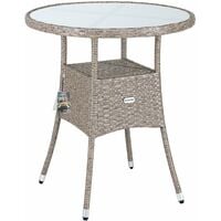 CASARIA® Table de jardin en polyrotin 80cm résistant aux intempéries Rond Extérieur Petit Terrasse Balcon Table d'appoint  Beige L (de)