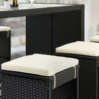 Deuba - Bar de jardin 6+1 - polyrotin noir - coussins inclus - plateau de table en verre dépoli - Ensemble table et chaises, terrasse, balcon