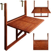 Deuba Table de balcon suspendue en bois d'acacia certifié FSC table de balcon rabattable 64x45x87cm extérieur