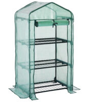 Gardebruk – Serre de jardin mini 126x49x69cm – Bâche polyéthylène 140g/m² – 3 étagères acier laqué – Protection contre intempéries et insectes