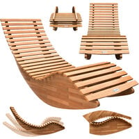 CASARIA® Chaise longue à bascule JAVA en bois d'acacia certifié FSC Pliable transat ergonomique jardin Sauna Capacité de charge 160kg