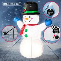 Monzana Bonhomme de neige gonflable décoratif LED avec pompe incluse Décoration lumineuse Taille XL 120cm Noël fête