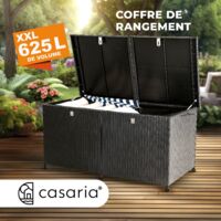 Coffre Rangement Jardin Polyrotin 310L Anthracite - Avec Roulettes Et Cadenas - Pour Coussins, Outils