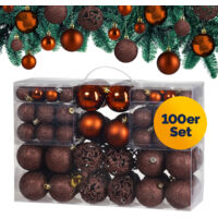 Deuba – Lot de 100 boules de Noël en polystyrène – 3 tailles : 3, 4 et 6 cm – Finitions brillantes et mates – Pour décoration intérieure et extérieure