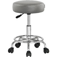 Casaria – Tabouret de bureau à roulettes – Siège rembourré 360° – Hauteur réglable 51-65 cm – Base en acier chromé – Revêtement similicuir lavable