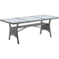 Casaria – Table de jardin polyrotin 190x90x74 cm – Verre de sécurité 5 mm – Compartiment de rangement – Résistant aux intempéries – 8 personnes