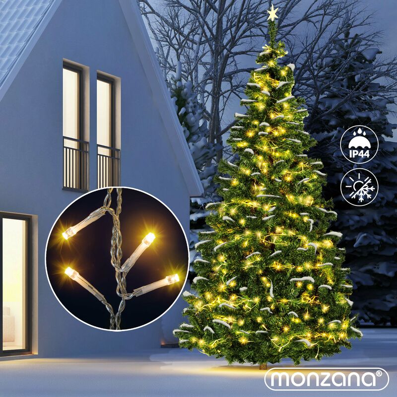MONZANA® LED Regen Lichterkette warmweiß kaltweiß Innen Außen Eisregen  Weihnachtsbeleuchtung Weihnachten Weihnachtsdeko 200 LED warm-weiß  Fernbedienung