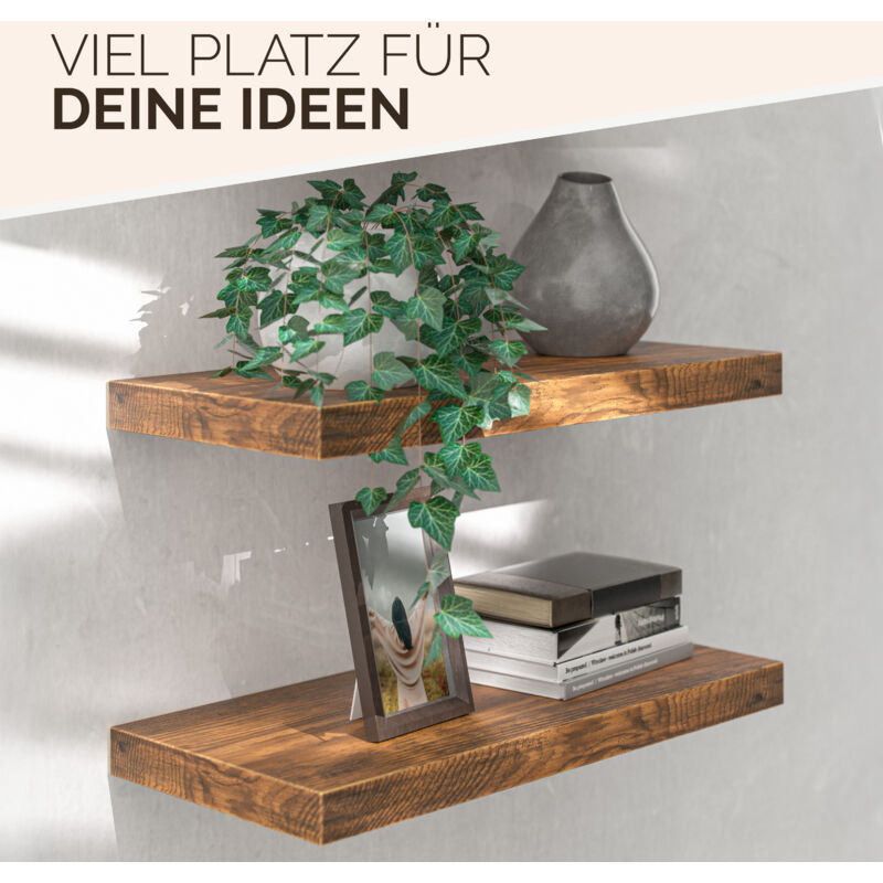 CASARIA Wandregal Freischwebend inkl. Halterung MDF 15kg Tragkraft 3,8cm  Strke Wand Flur Board Regal Bcherregal Hngeregal Kchenregal 50cm Eiche  dunkel