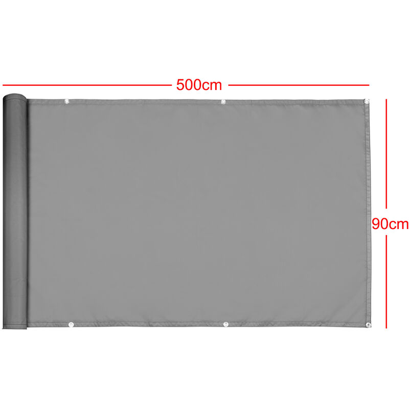 Balkon-Sichtschutz 80 Cm X 850 Cm – Blickdicht, Wind- Und UV-beständig, In Hellgrau, Inkl. Befestigungsmaterial