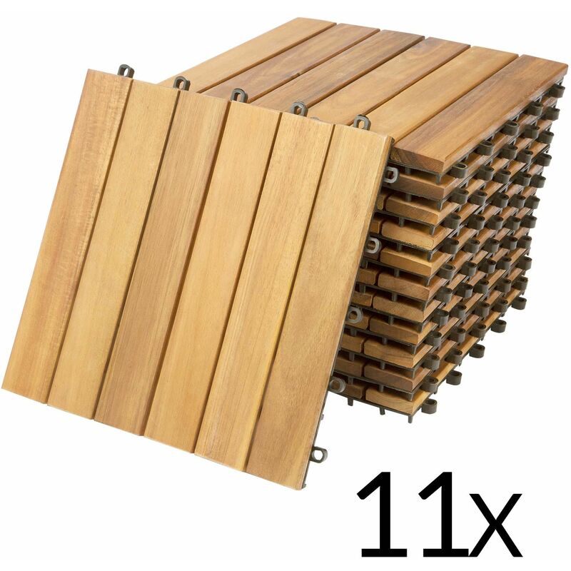 1m² Akazien-Holzfliesen Terrassenfliesen Bodenfliesen Balkonfliese 30 x 30cm NEU 